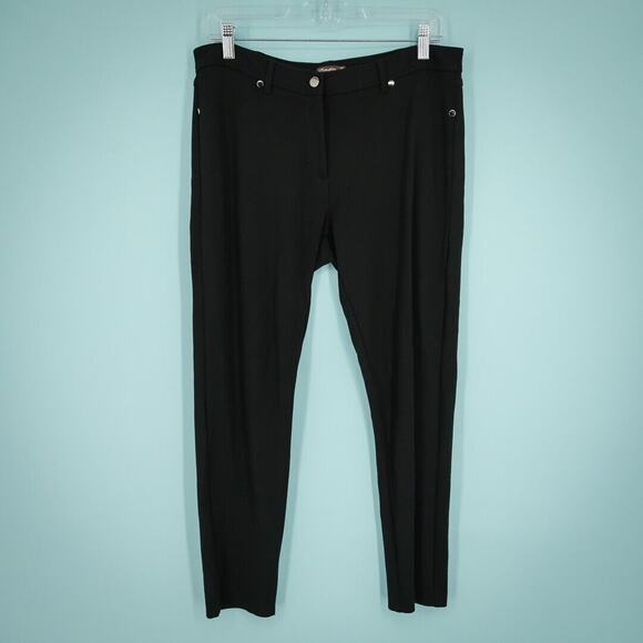 J. McLaughlin Size 10 Black Button Zip Closure Ankle Length Ponte Knit Pants - Picture 1 of 6